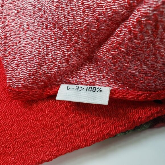Vintage 1950's Hishikawa Moronobu Japanese Geisha Art Scarf Red Rayon Scarf - Picture 7 of 13